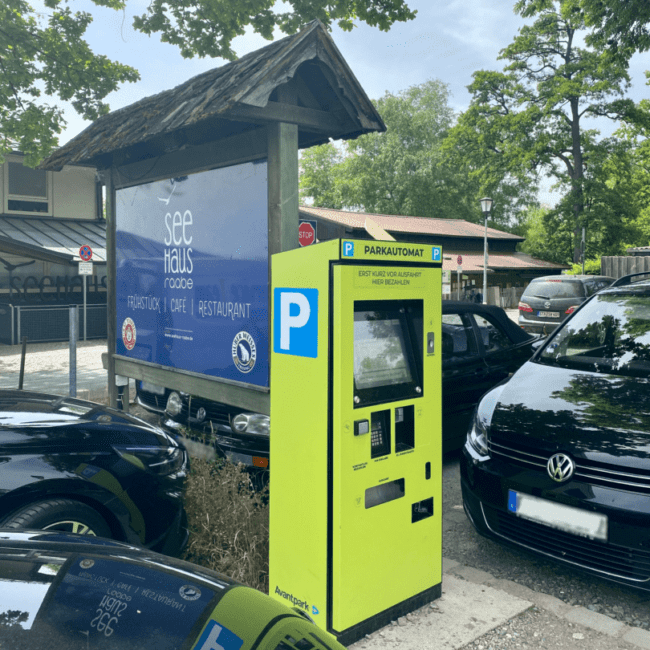 Foto des Parkautomaten am Seehaus Raabe